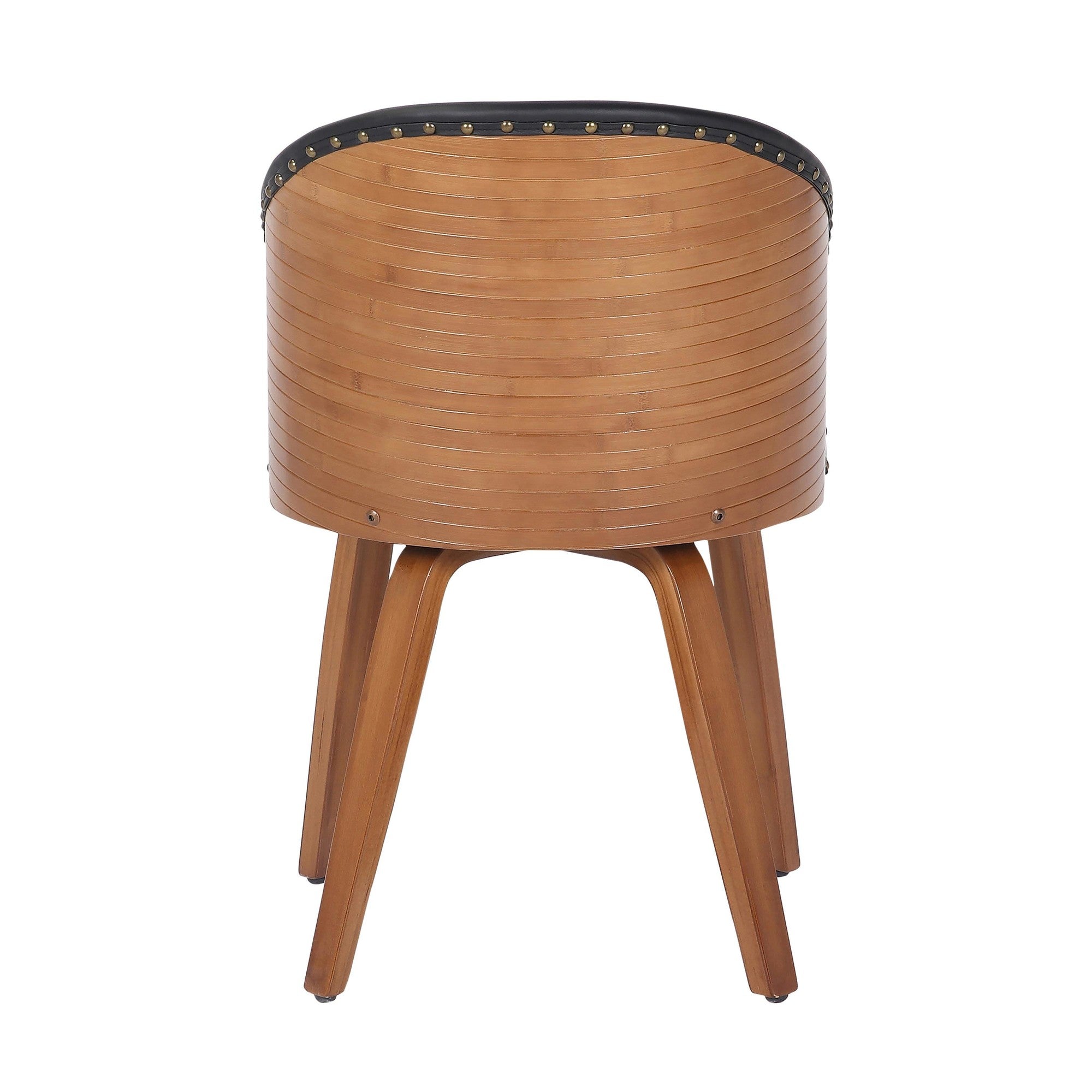 Ahoy Mid-Century Modern Side Chair in Walnut Bamboo and Black Faux Leather