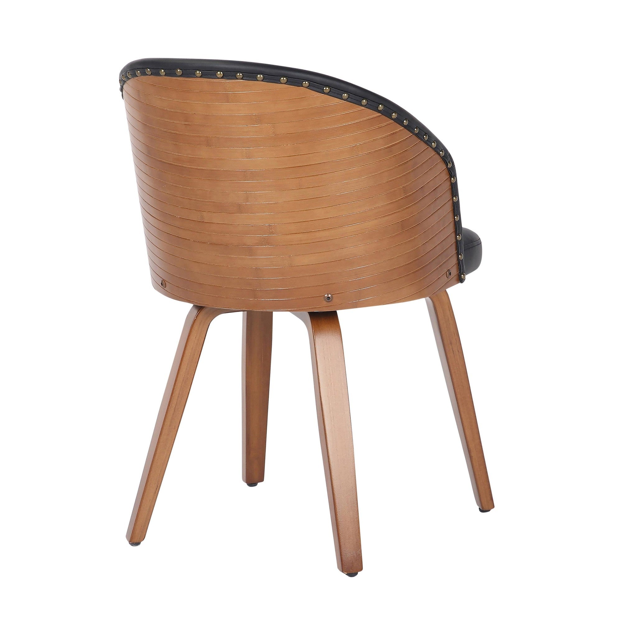 Ahoy Mid-Century Modern Side Chair in Walnut Bamboo and Black Faux Leather