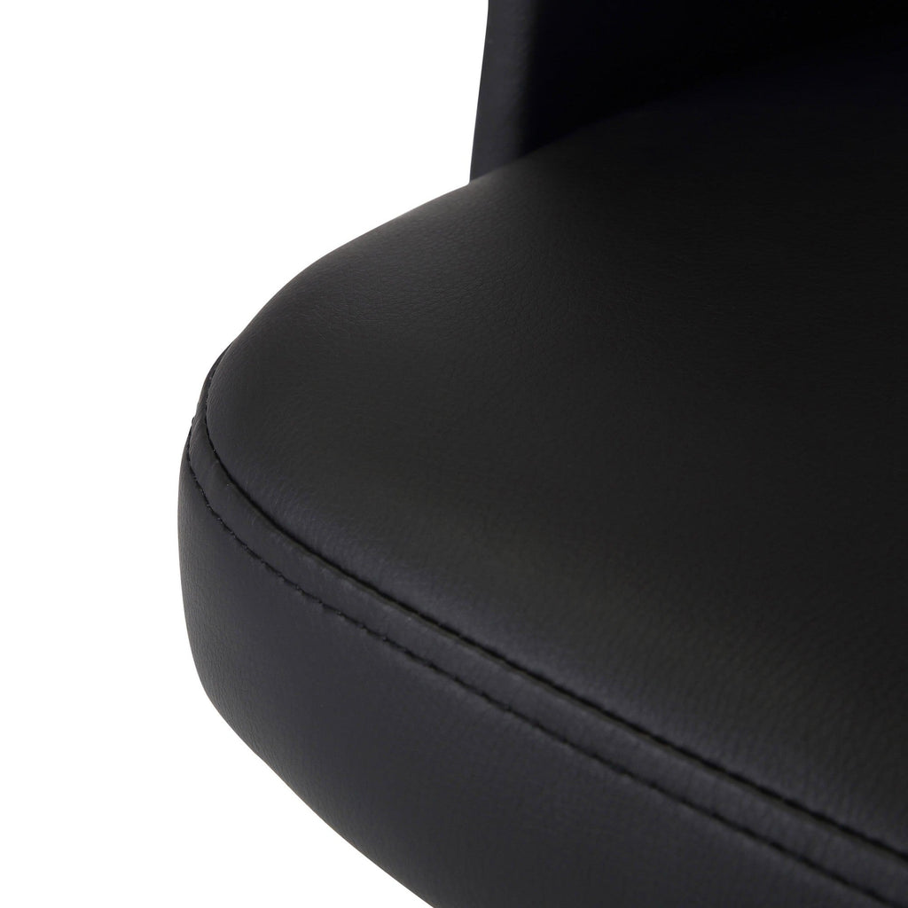 Ahoy Mid-Century Modern Side Chair in Walnut Bamboo and Black Faux Leather