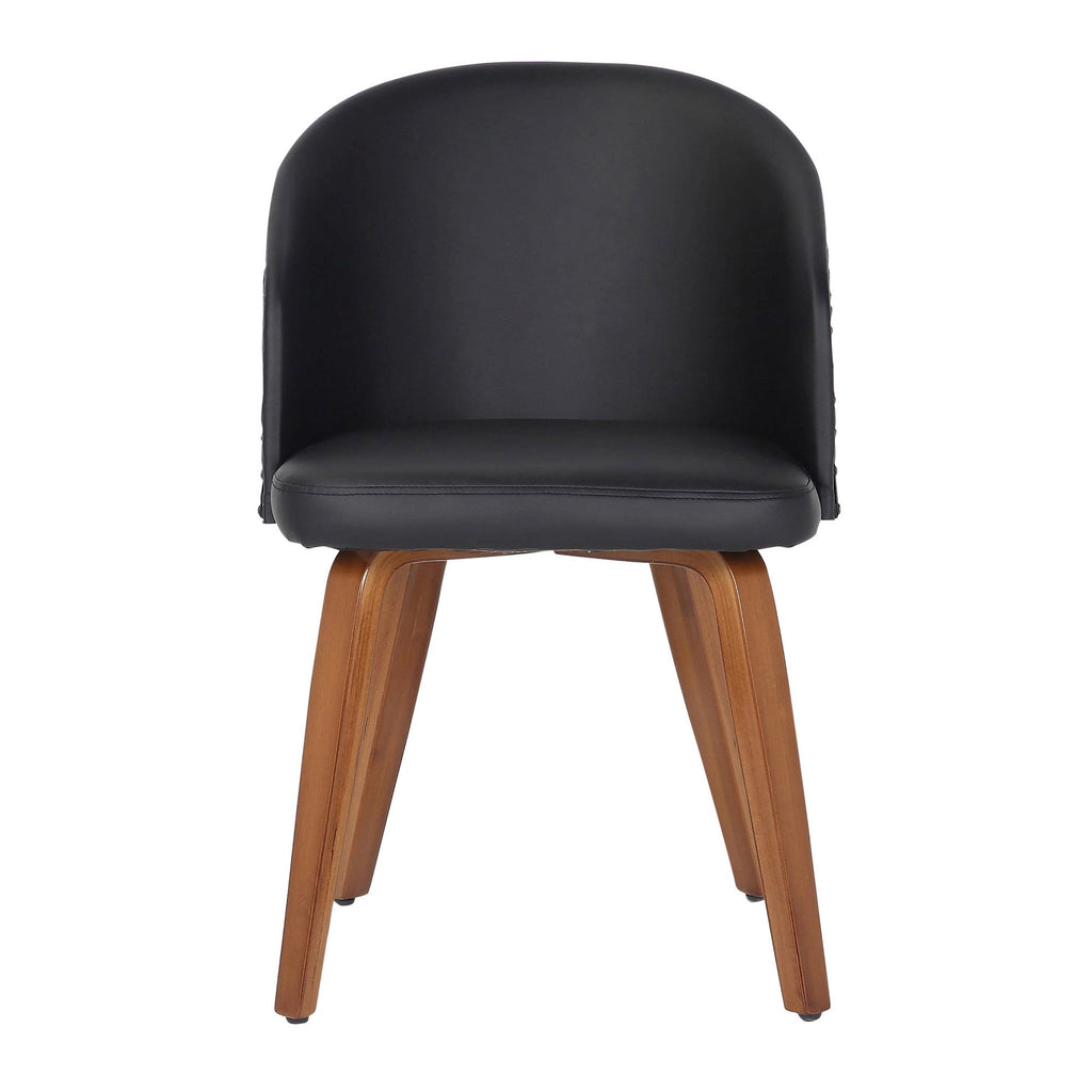 Ahoy Mid-Century Modern Side Chair in Walnut Bamboo and Black Faux Leather