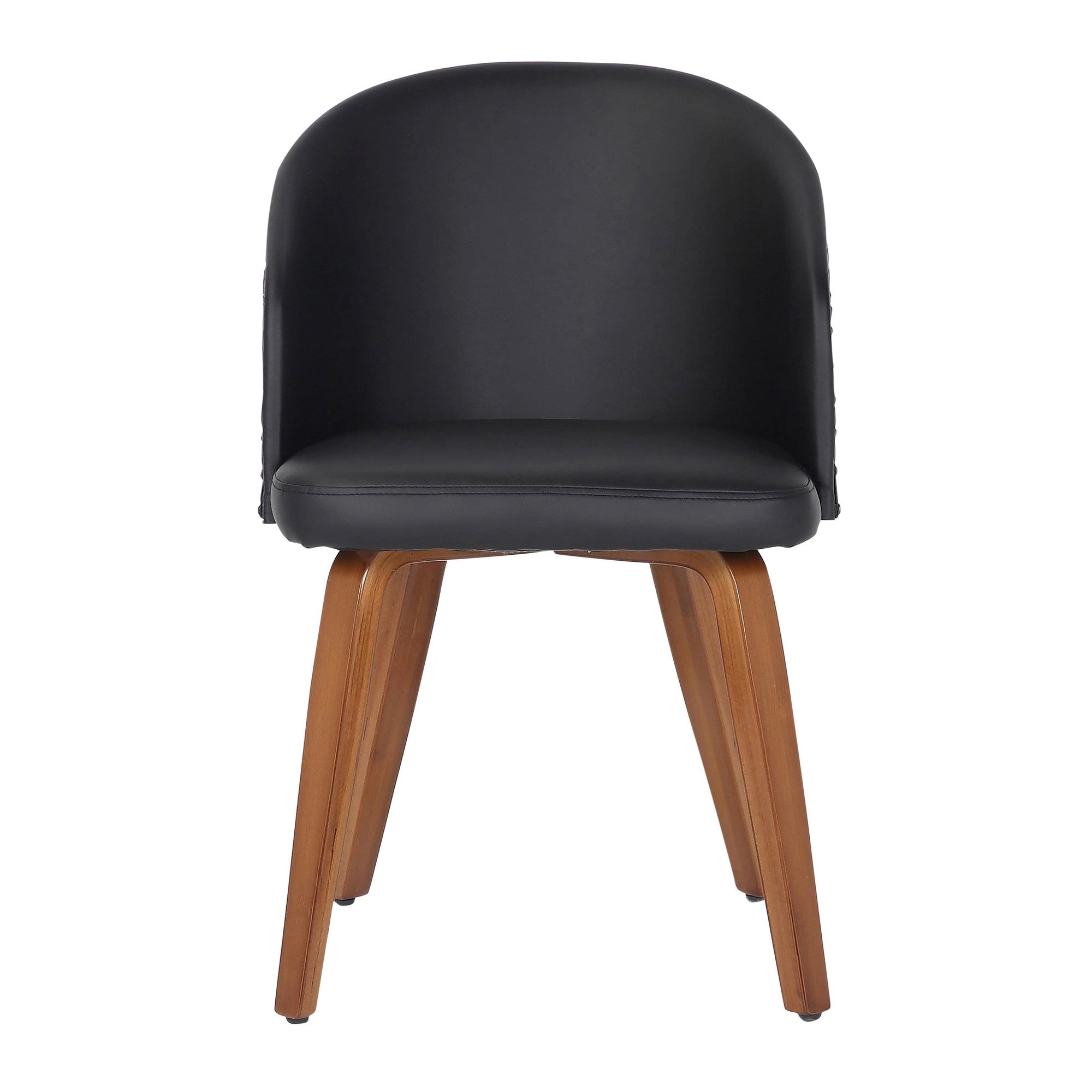 Ahoy Mid-Century Modern Side Chair in Walnut Bamboo and Black Faux Leather