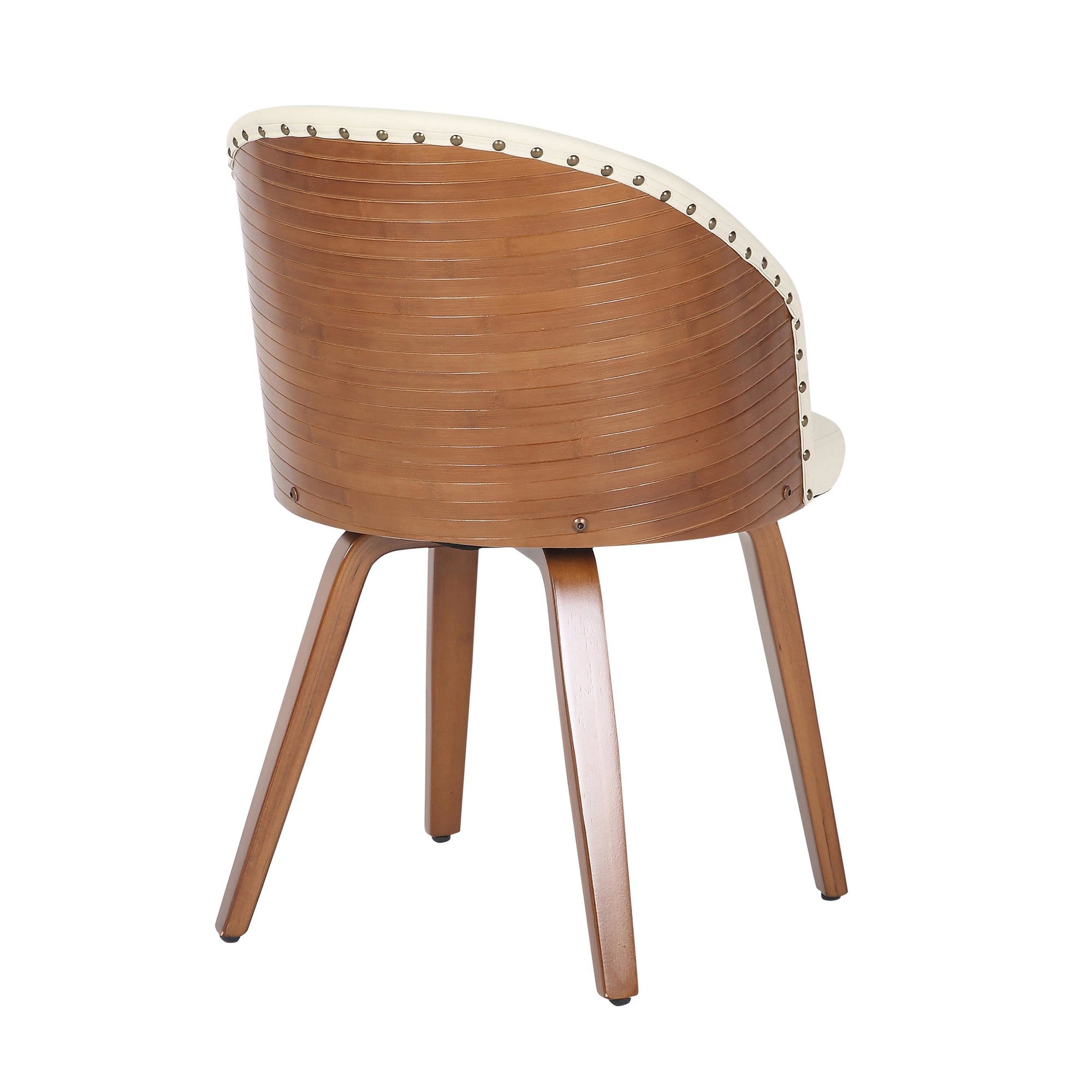 Ahoy Mid-Century Modern Side Chair in Walnut Bamboo and Black Faux Leather