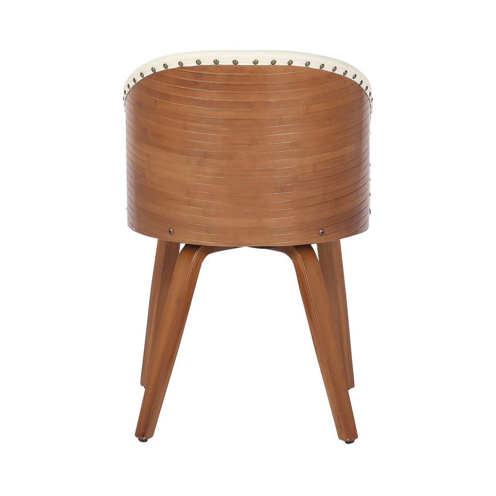 Ahoy Mid-Century Modern Side Chair in Walnut Bamboo and Black Faux Leather