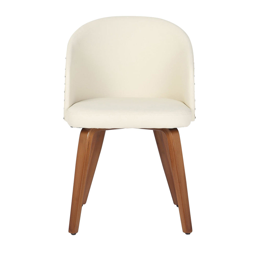 Ahoy Mid-Century Modern Side Chair in Walnut Bamboo and Black Faux Leather