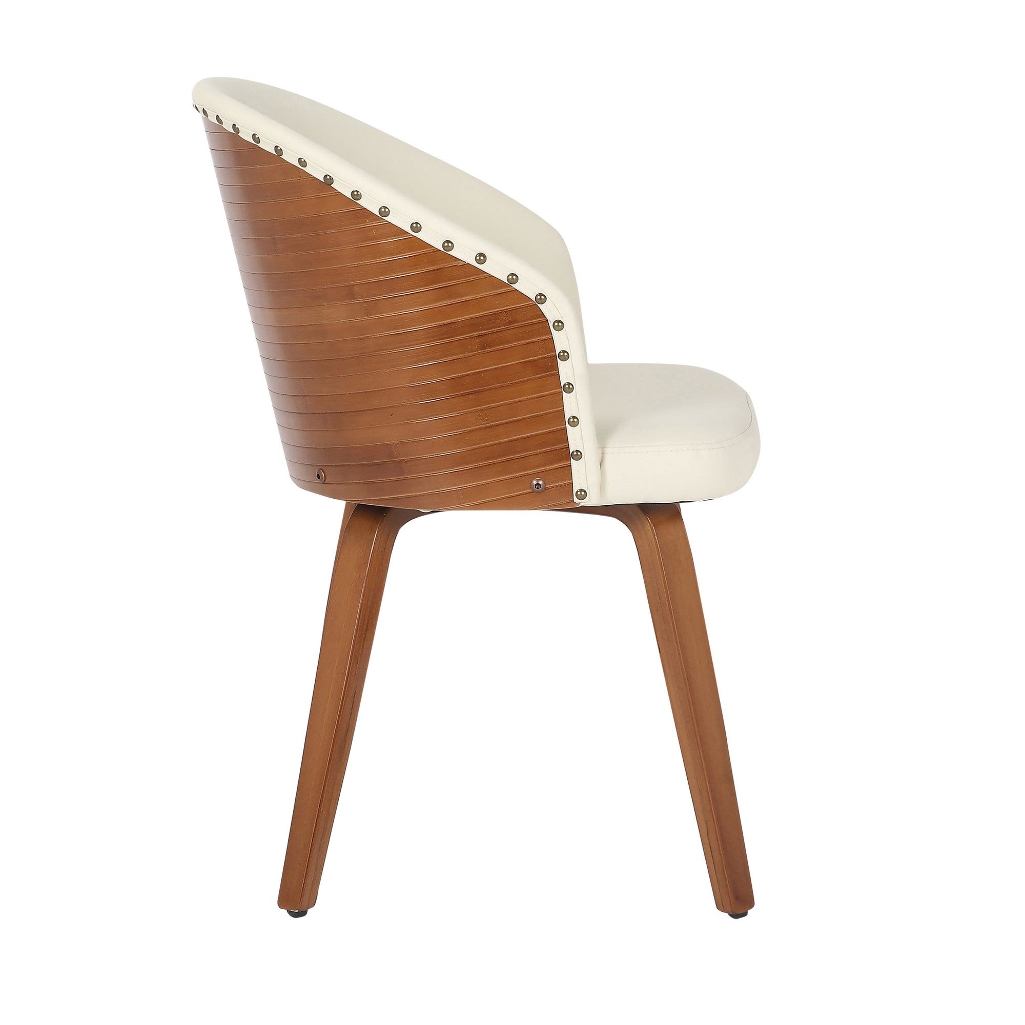 Ahoy Mid-Century Modern Side Chair in Walnut Bamboo and Black Faux Leather