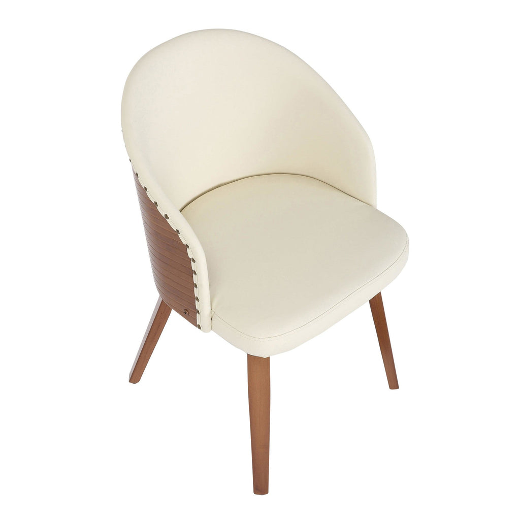 Ahoy Mid-Century Modern Side Chair in Walnut Bamboo and Black Faux Leather