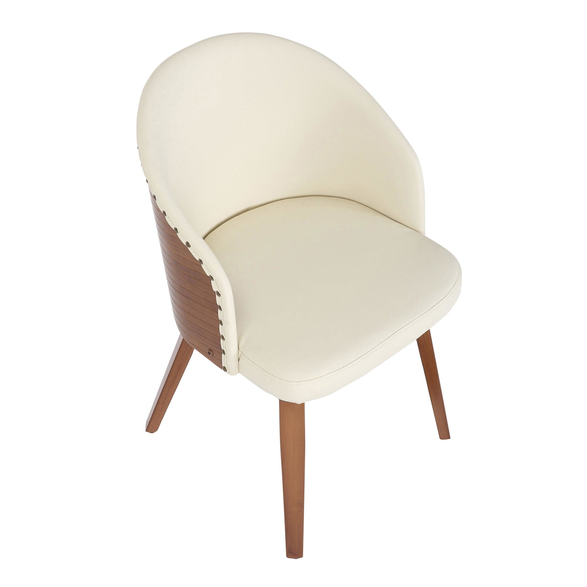 Ahoy Mid-Century Modern Side Chair in Walnut Bamboo and Black Faux Leather