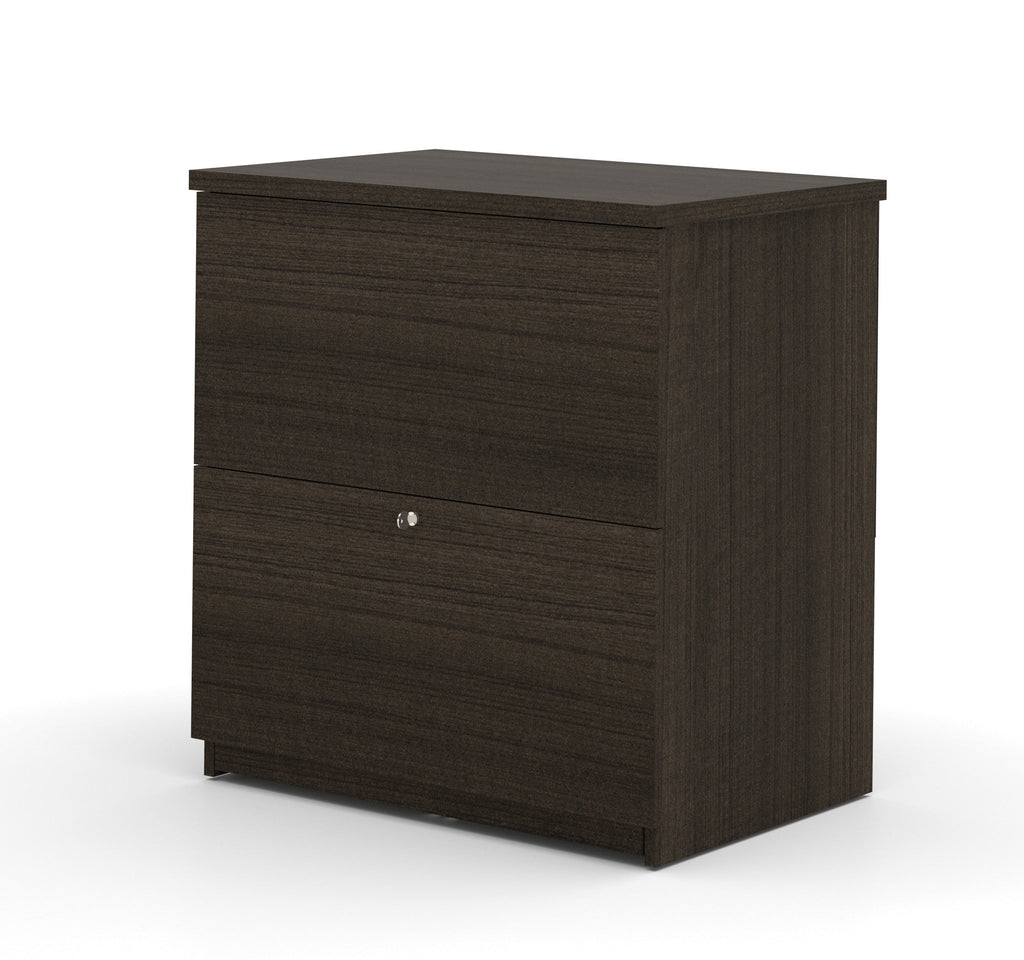 Dark Chocolate Modern U-shaped Office Desk with Brushed Nickel Accents