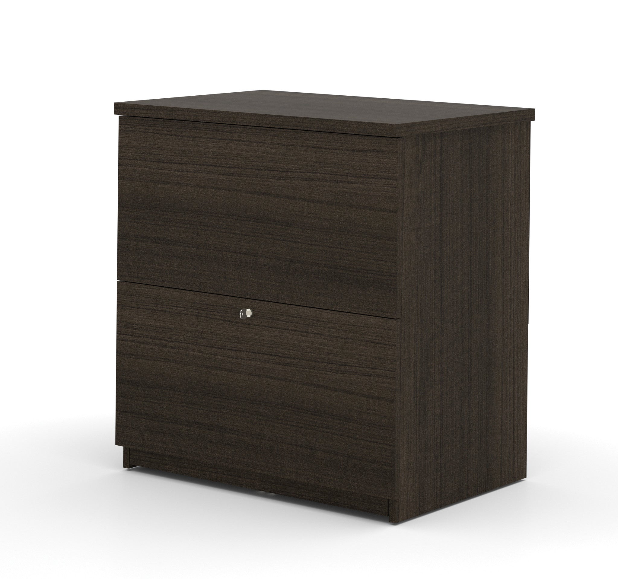 Dark Chocolate Modern U-shaped Office Desk with Brushed Nickel Accents