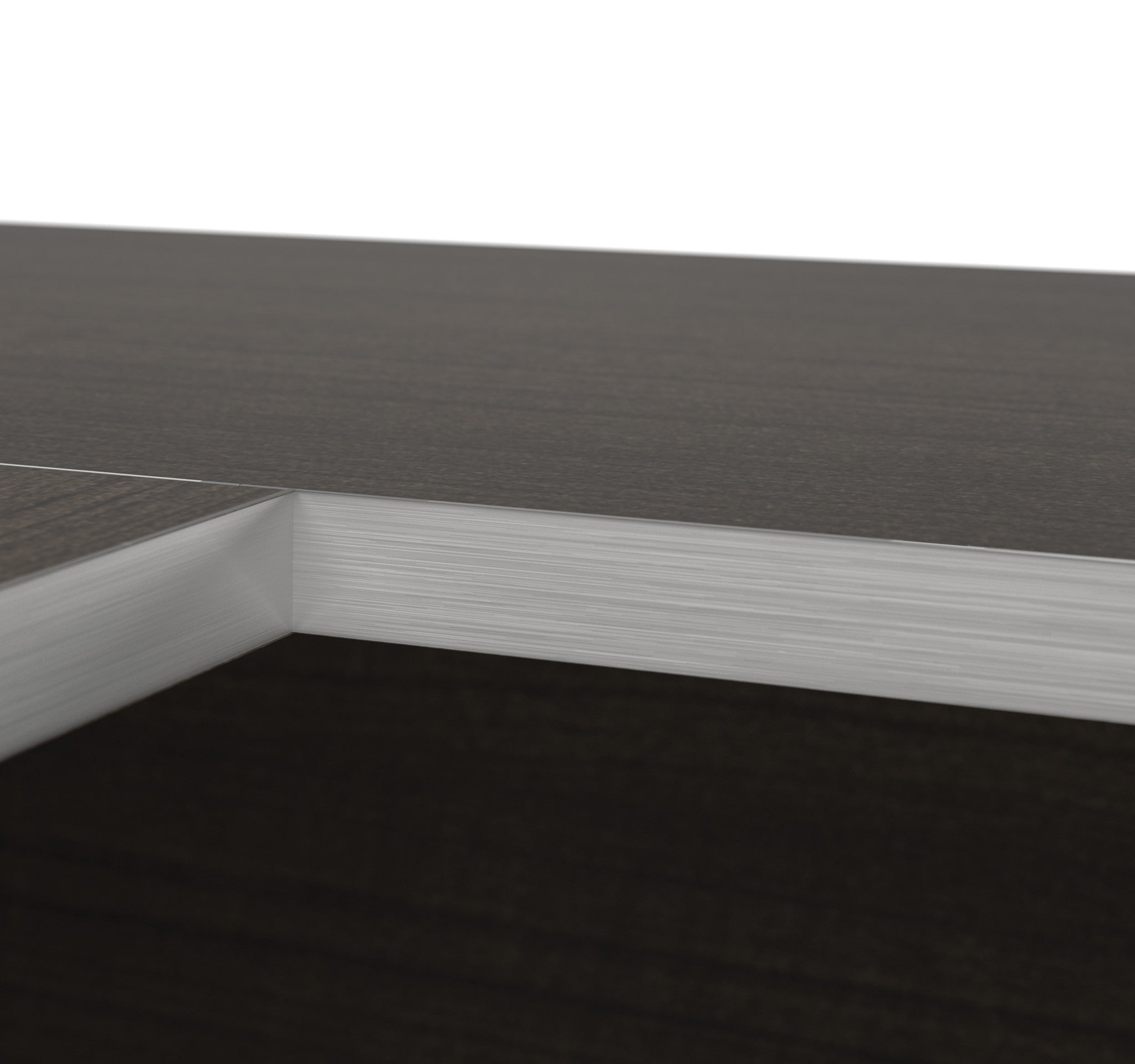 Dark Chocolate Modern U-shaped Office Desk with Brushed Nickel Accents