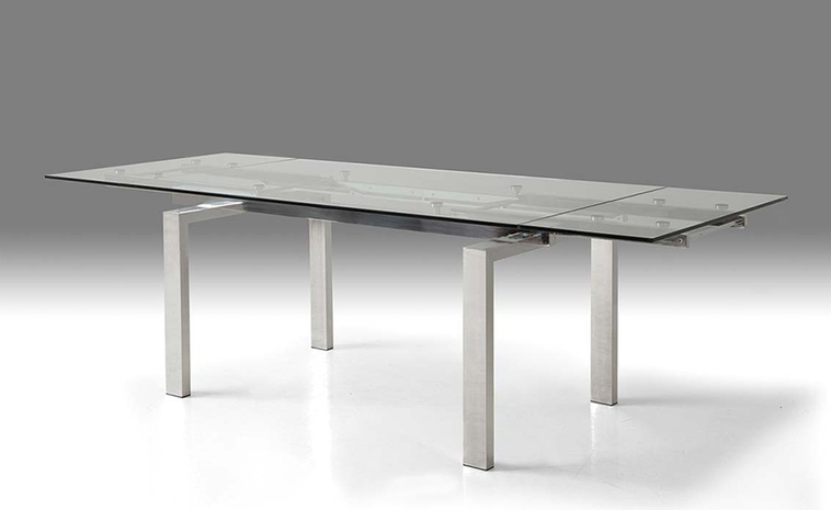 Modern Glass Conference Table or Desk with Polished Stainless Legs