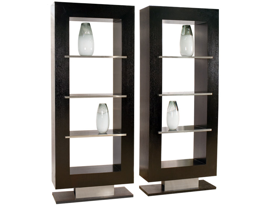 Modern Wenge & White Lacquer L-shaped Desk with Glass Legs